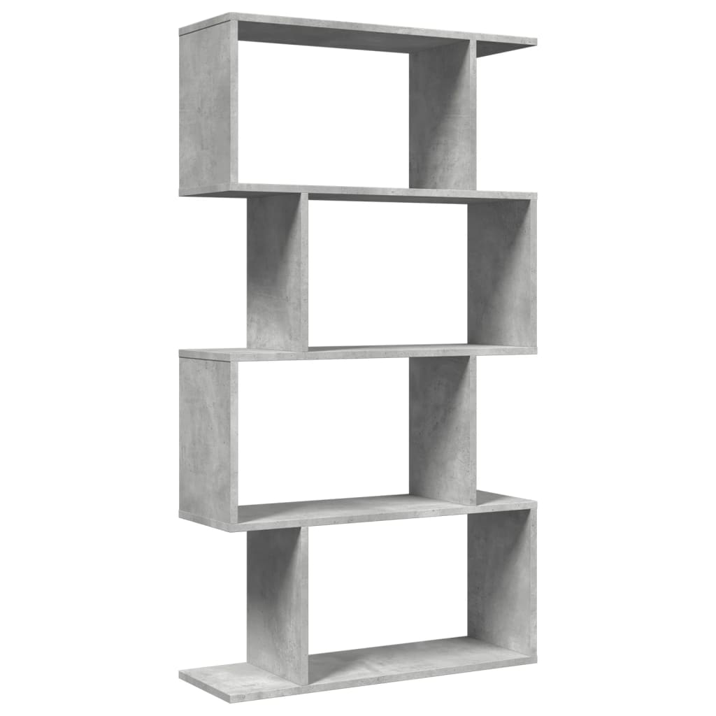 Room Divider Bookcase 4 Shelves Concrete Grey 70x24x129 cm