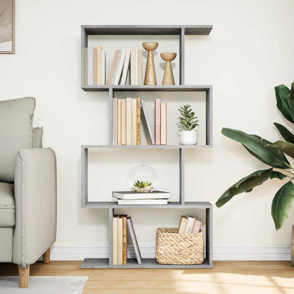 Room Divider Bookcase 4 Shelves Concrete Grey 70x24x129 cm