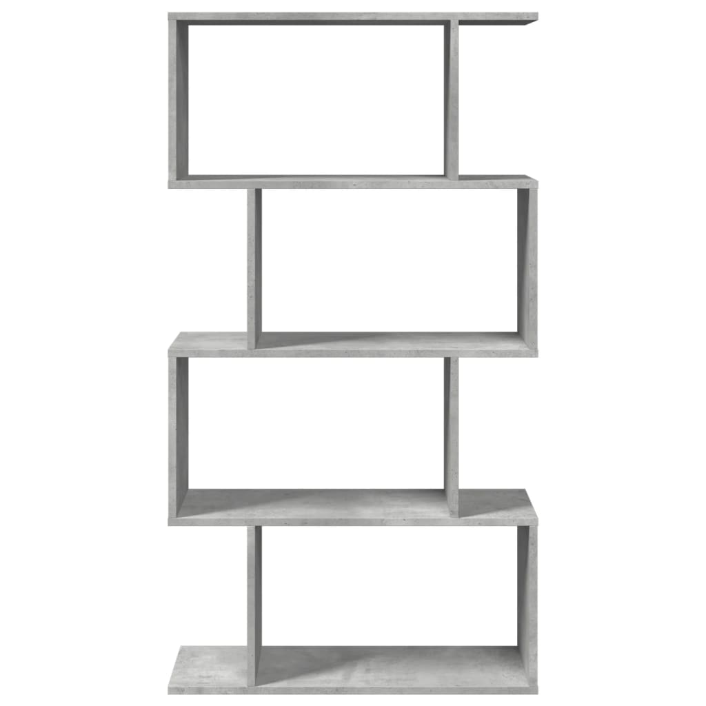 Room Divider Bookcase 4 Shelves Concrete Grey 70x24x129 cm