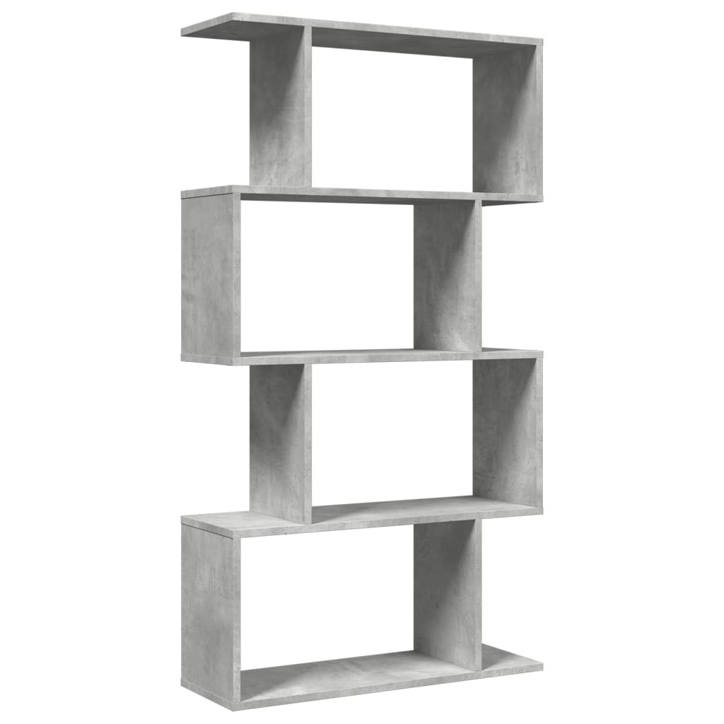 Room Divider Bookcase 4 Shelves Concrete Grey 70x24x129 cm