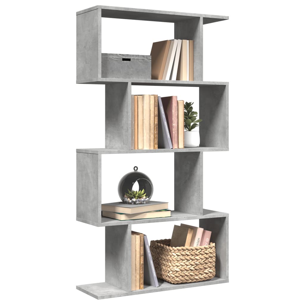 Room Divider Bookcase 4 Shelves Concrete Grey 70x24x129 cm