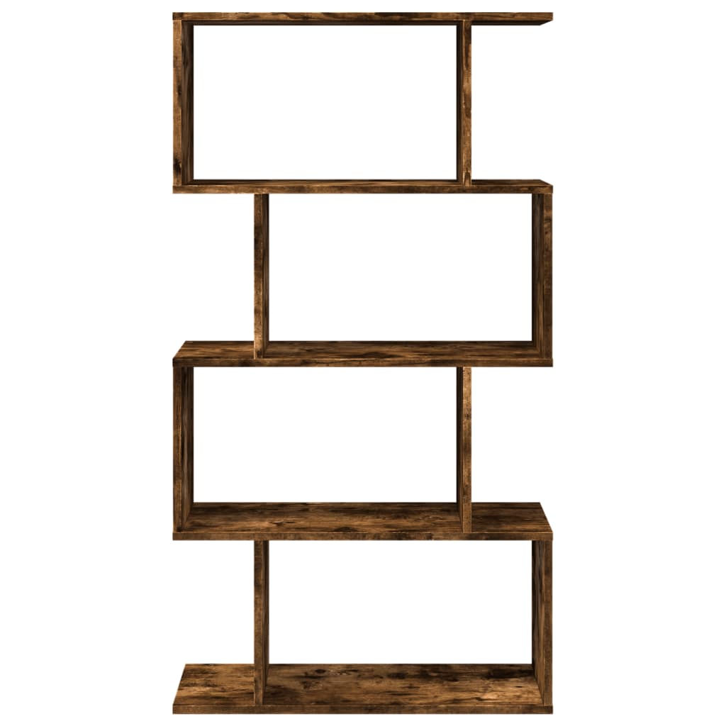 Room Divider Bookcase 4 Shelves Smoked Oak 70x24x129 cm