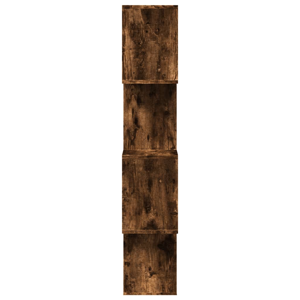 Room Divider Bookcase 4 Shelves Smoked Oak 70x24x129 cm