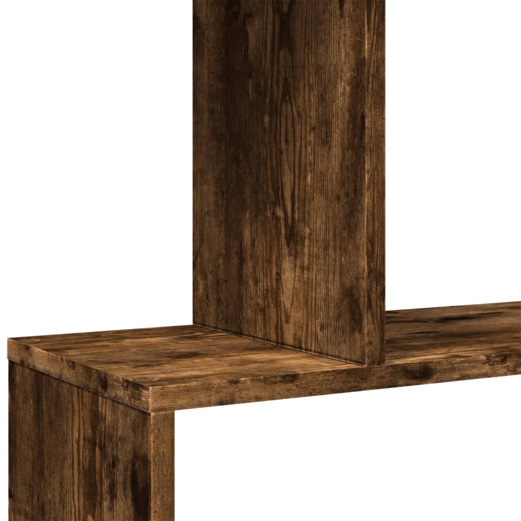 Room Divider Bookcase 4 Shelves Smoked Oak 70x24x129 cm