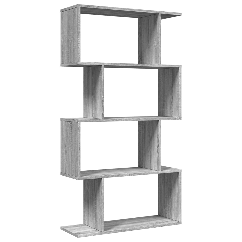 Room Divider Bookcase 4 Shelves Grey Sonoma 70x24x129 cm