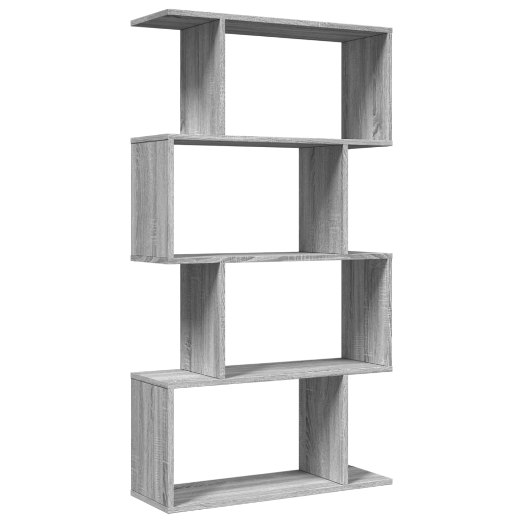 Room Divider Bookcase 4 Shelves Grey Sonoma 70x24x129 cm