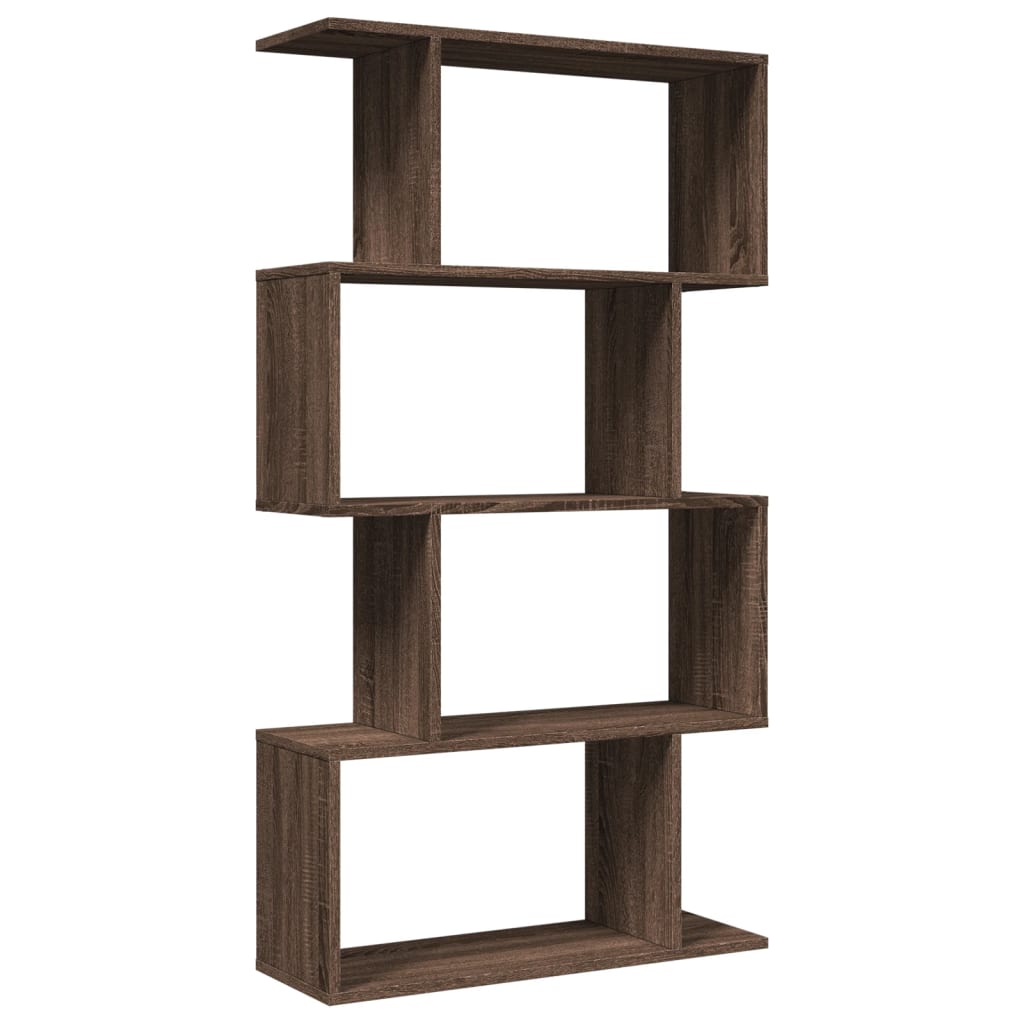 Room Divider Bookcase 4 Shelves Brown Oak Look 70x24x129 cm