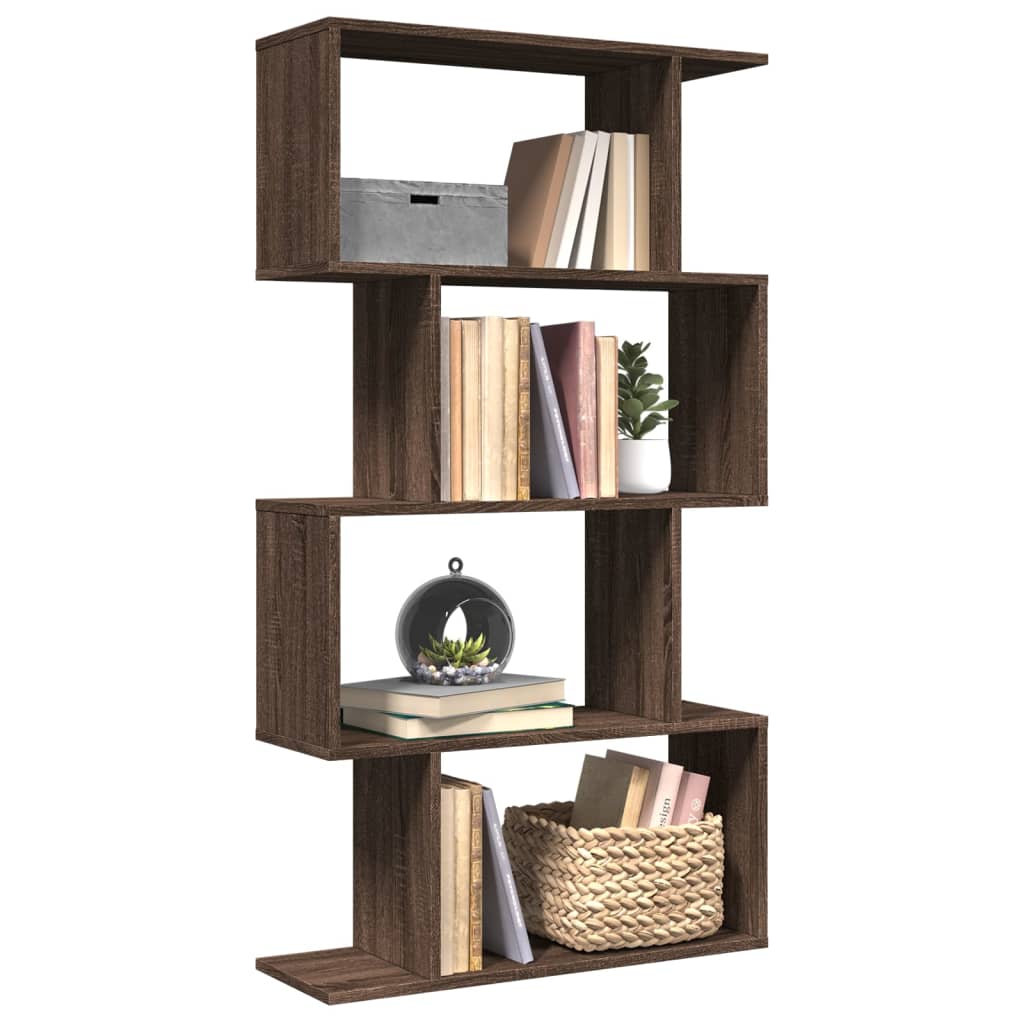 Room Divider Bookcase 4 Shelves Brown Oak Look 70x24x129 cm