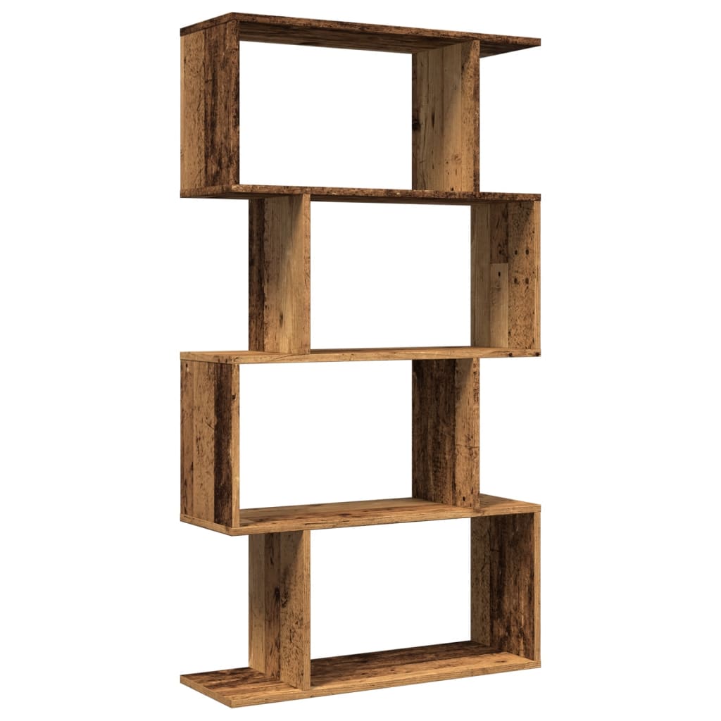 Room Divider Bookcase 4 Shelves Old Wood Look 70x24x129 cm