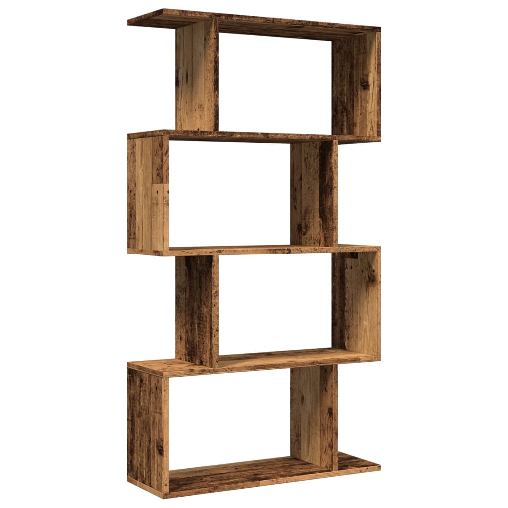 Room Divider Bookcase 4 Shelves Old Wood Look 70x24x129 cm