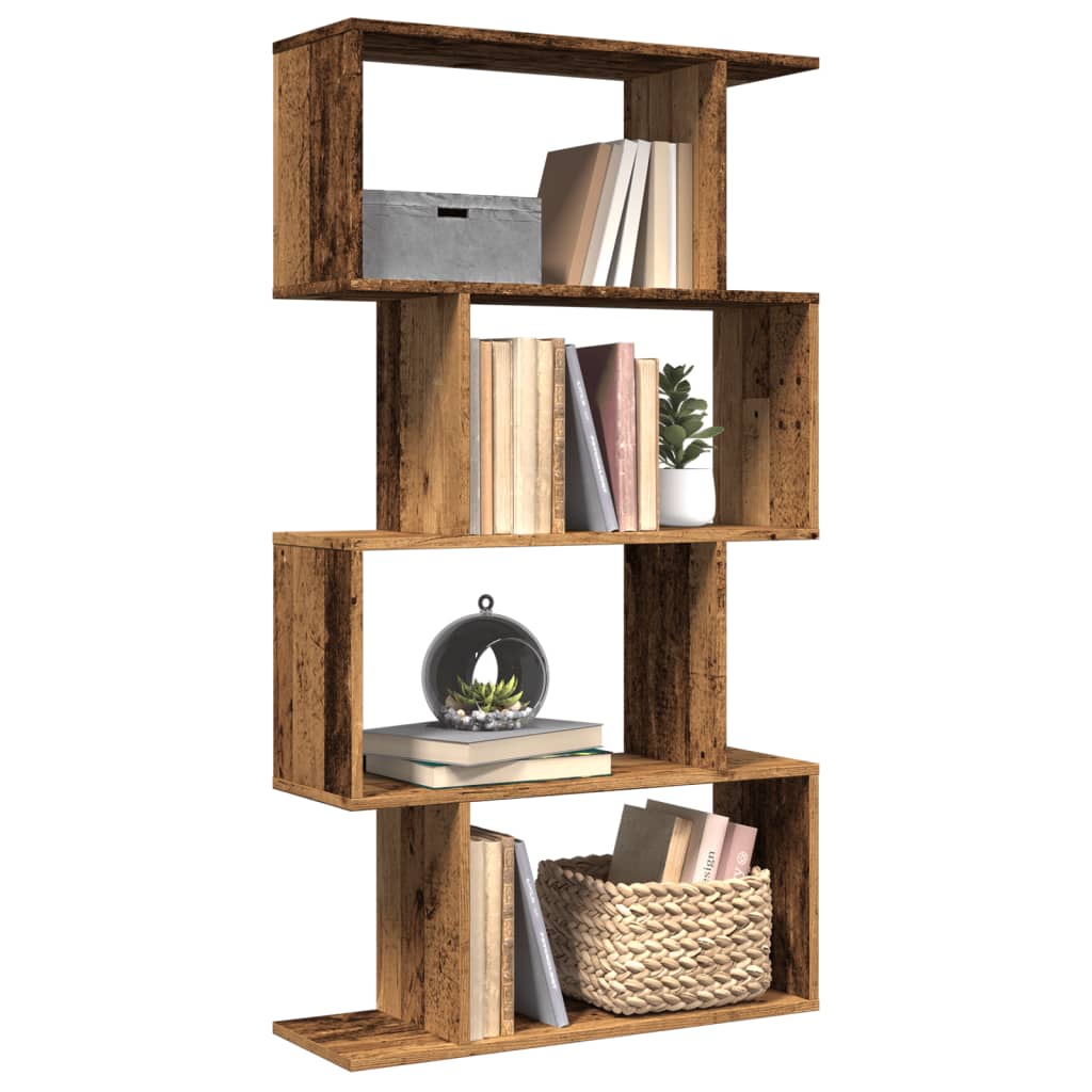 Room Divider Bookcase 4 Shelves Old Wood Look 70x24x129 cm