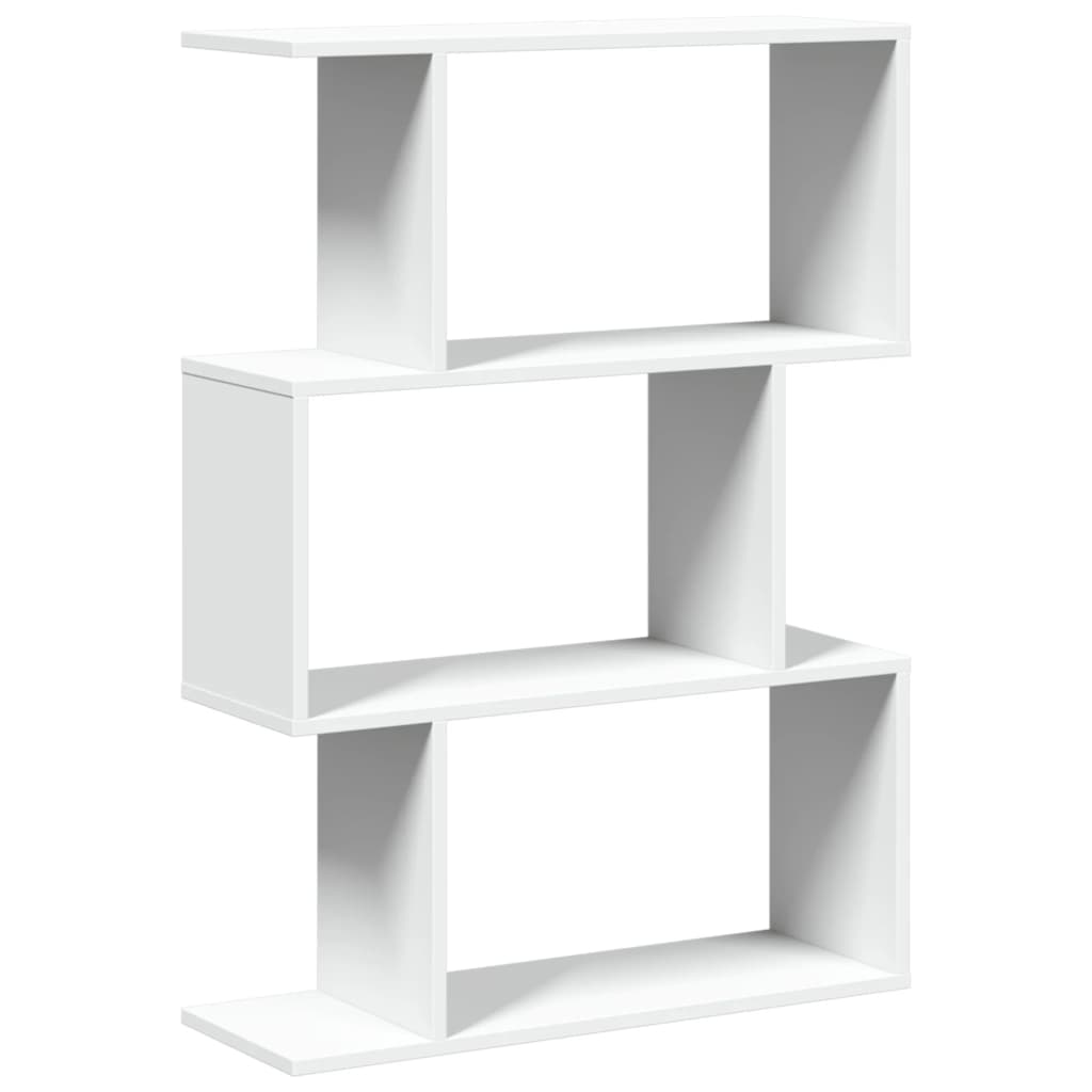 Room Divider Bookcase 3 Compartments White 70x24x97 cm Wood Material