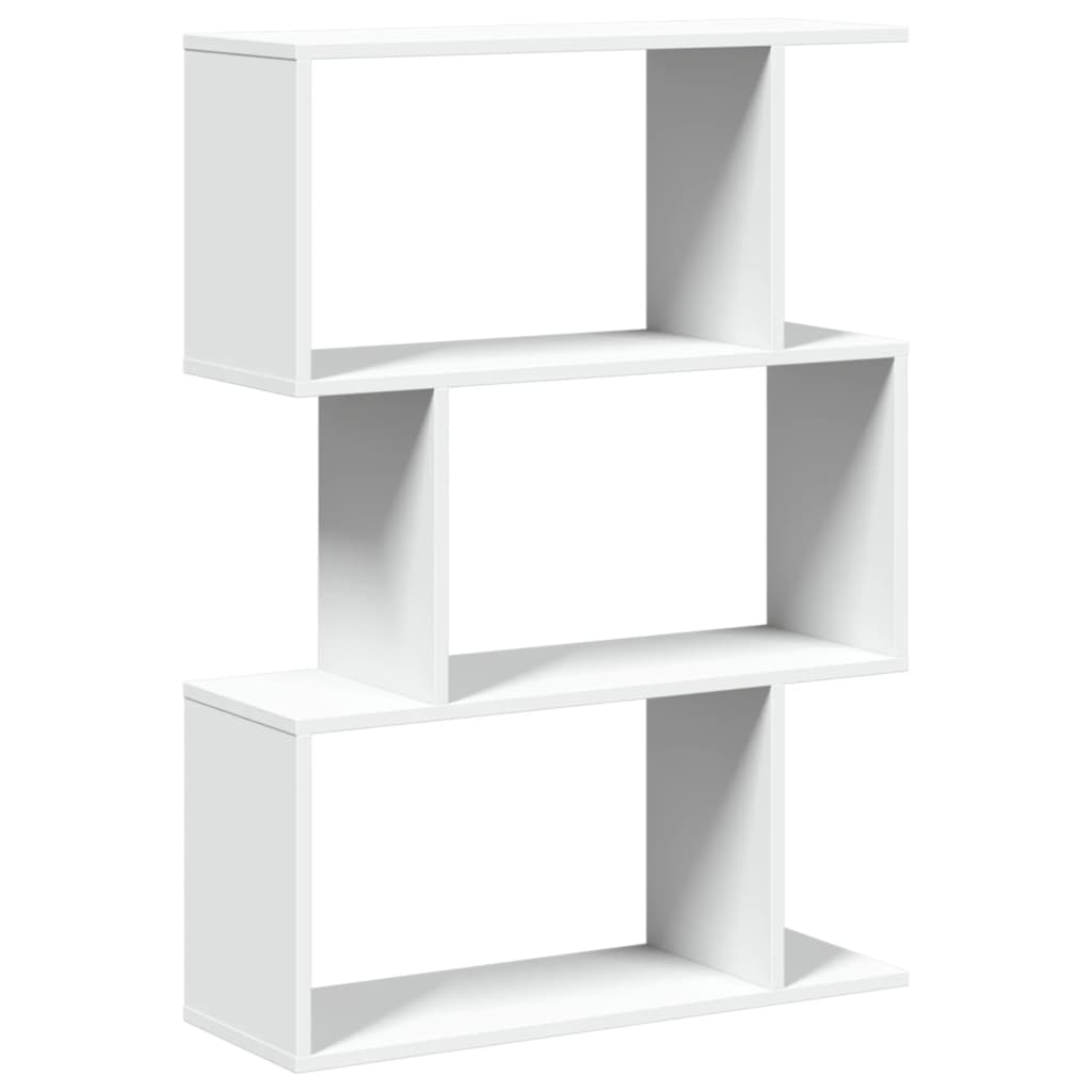 Room Divider Bookcase 3 Compartments White 70x24x97 cm Wood Material