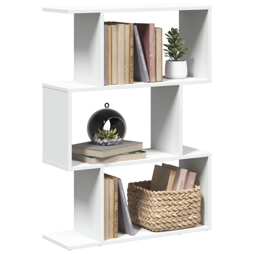 Room Divider Bookcase 3 Compartments White 70x24x97 cm Wood Material