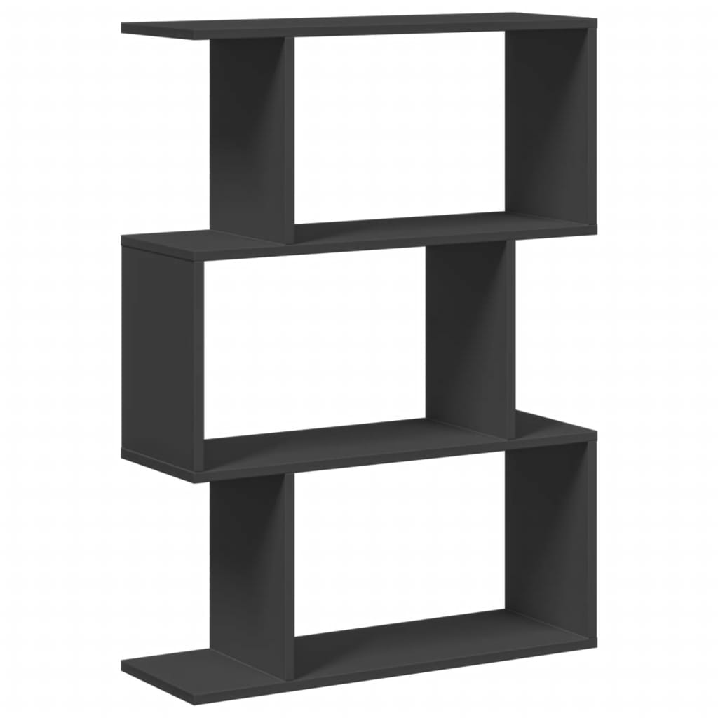 Room Divider Bookcase 3 Compartments Black 70x24x97 cm