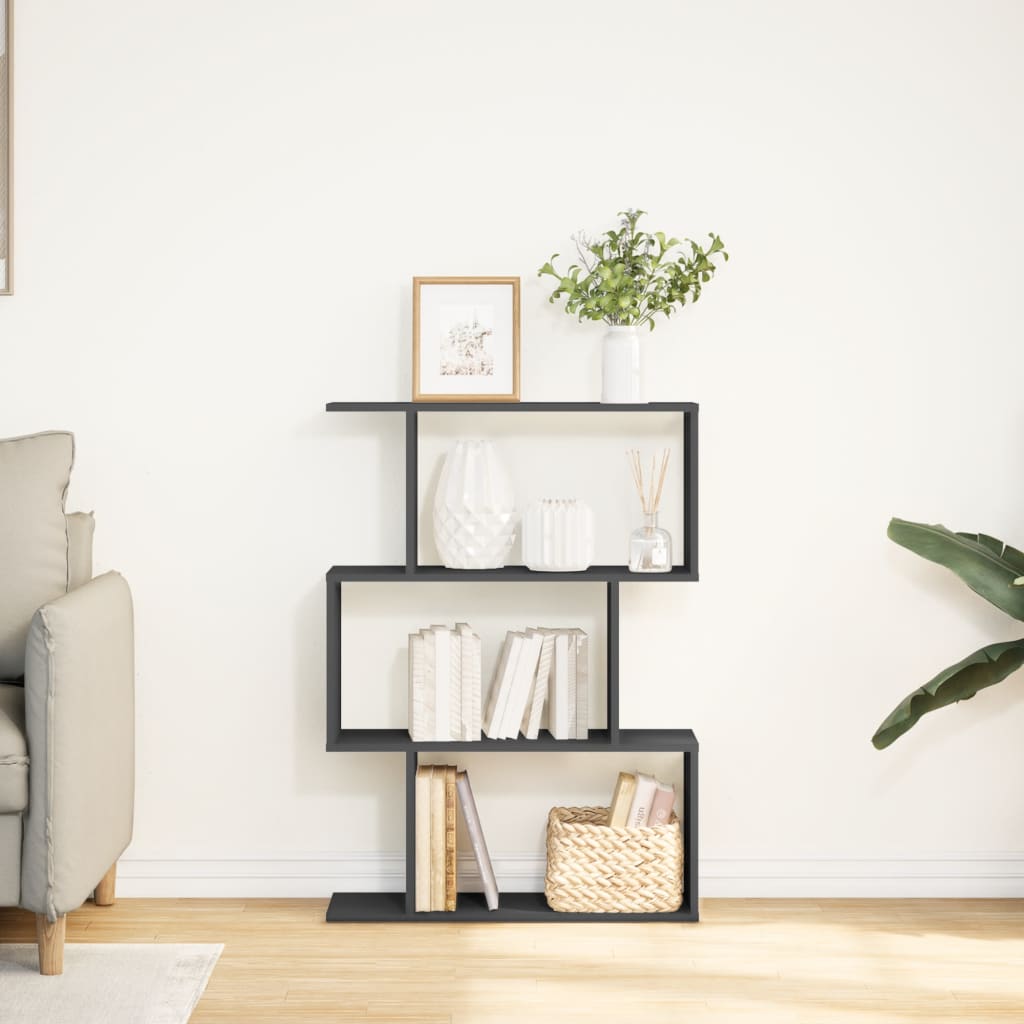 Room Divider Bookcase 3 Compartments Black 70x24x97 cm