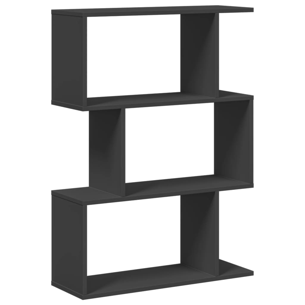 Room Divider Bookcase 3 Compartments Black 70x24x97 cm