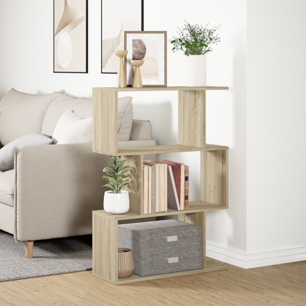 Room Divider Bookcase 3 Compartments Sonoma Oak 70x24x97 cm