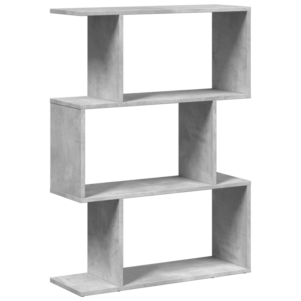 Room Divider Bookcase 3 Compartments Concrete Grey 70x24x97 cm