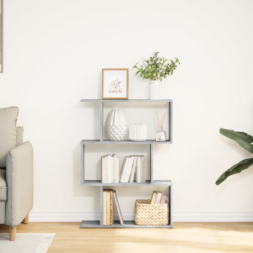 Room Divider Bookcase 3 Compartments Concrete Grey 70x24x97 cm