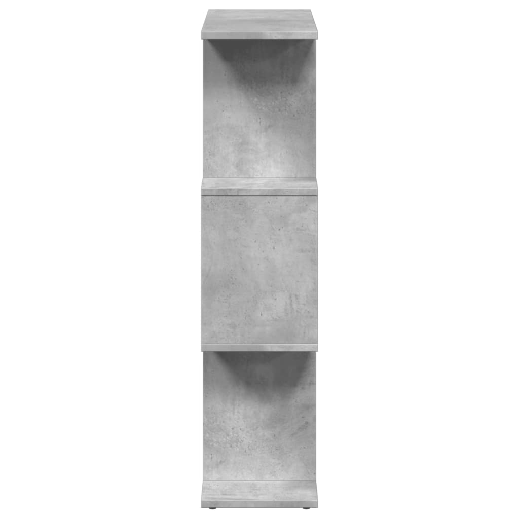 Room Divider Bookcase 3 Compartments Concrete Grey 70x24x97 cm