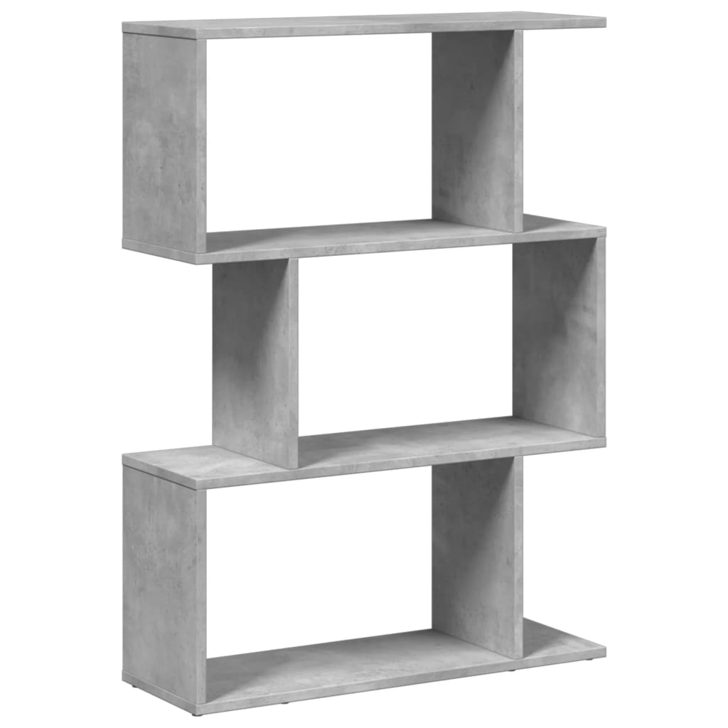 Room Divider Bookcase 3 Compartments Concrete Grey 70x24x97 cm