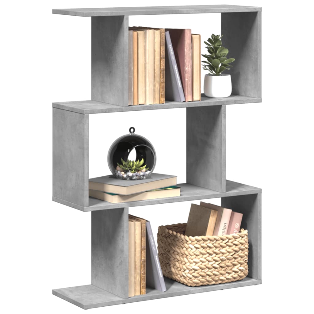 Room Divider Bookcase 3 Compartments Concrete Grey 70x24x97 cm