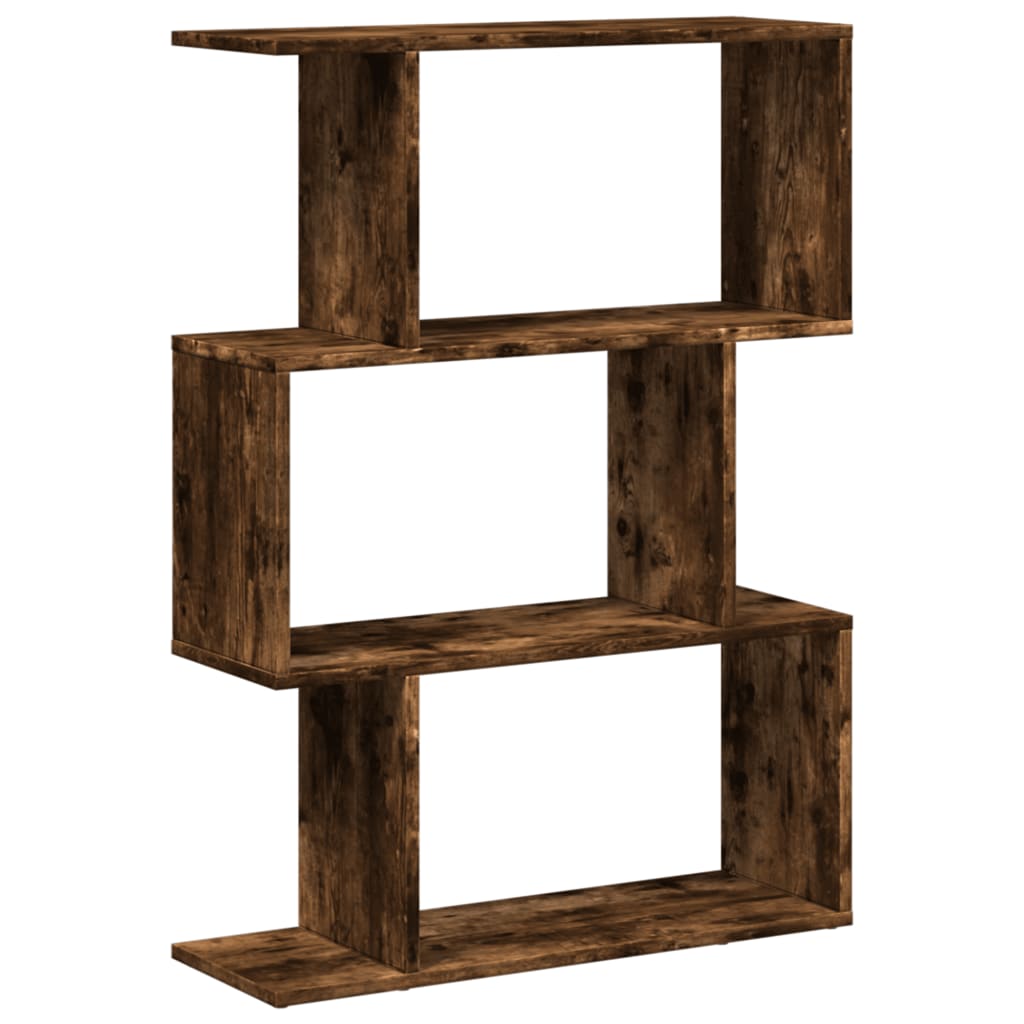 Room Divider Bookcase 3 Compartments Smoked Oak 70x24x97 cm