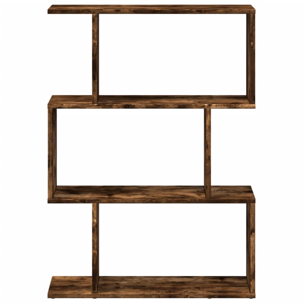 Room Divider Bookcase 3 Compartments Smoked Oak 70x24x97 cm