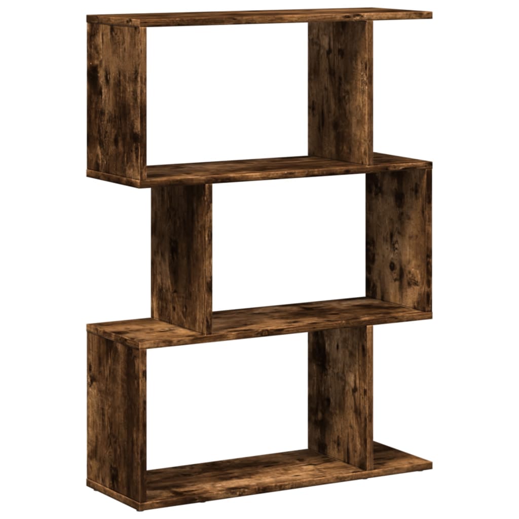 Room Divider Bookcase 3 Compartments Smoked Oak 70x24x97 cm