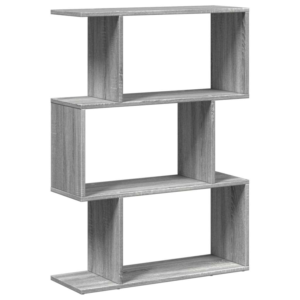 Room Divider Bookcase 3 Compartments Gray Sonoma 70x24x97 cm