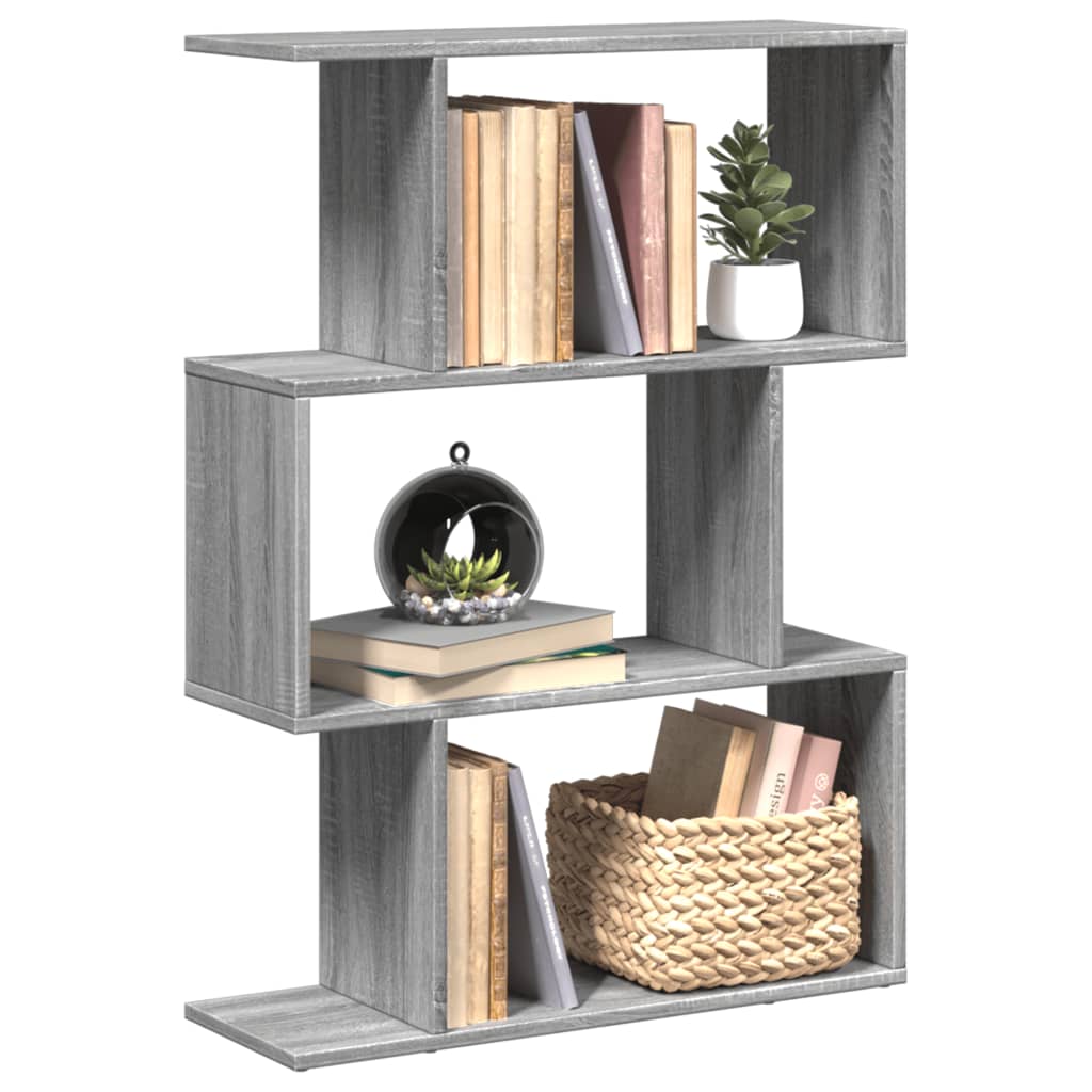 Room Divider Bookcase 3 Compartments Gray Sonoma 70x24x97 cm