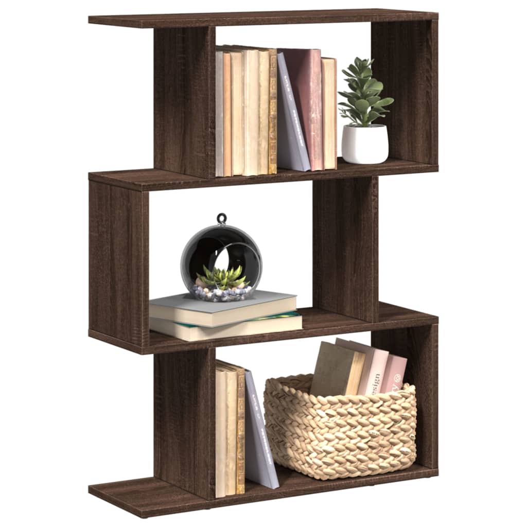 Room Divider Bookcase 3 Compartments Brown Oak Look 70x24x97 cm