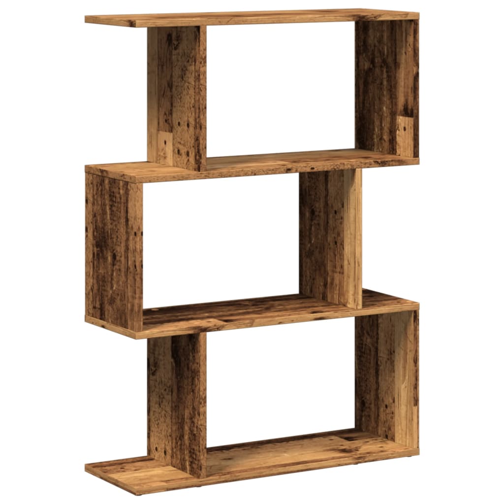 Room Divider Bookcase 3 Compartments Old Wood Look 70x24x97 cm