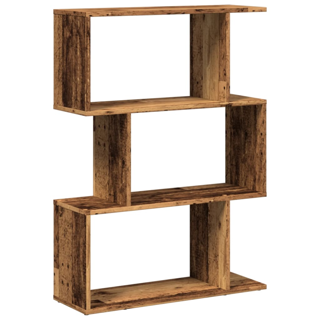 Room Divider Bookcase 3 Compartments Old Wood Look 70x24x97 cm