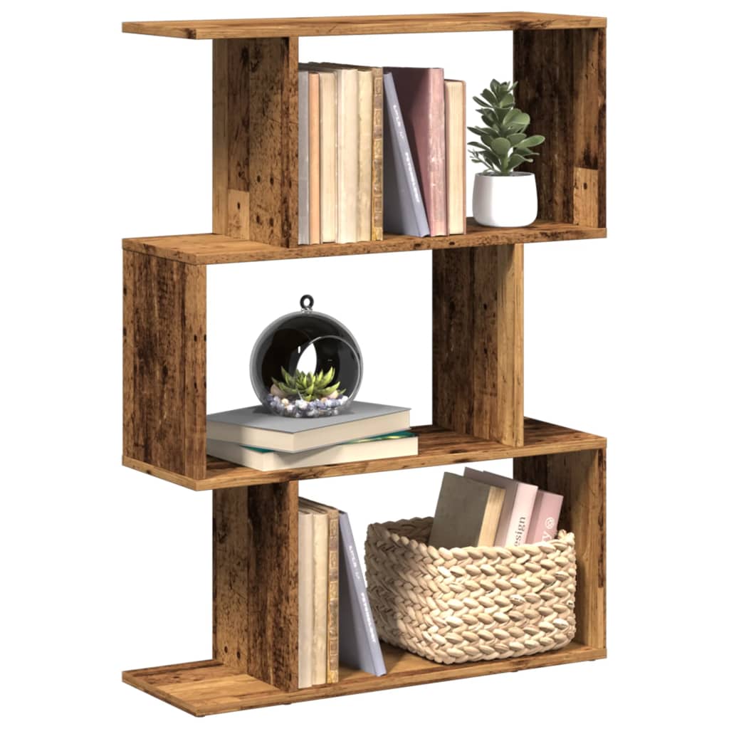 Room Divider Bookcase 3 Compartments Old Wood Look 70x24x97 cm