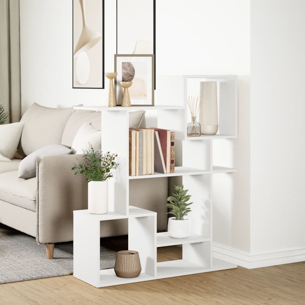 Room Divider Bookcase White 92x29x112 cm Wood Material