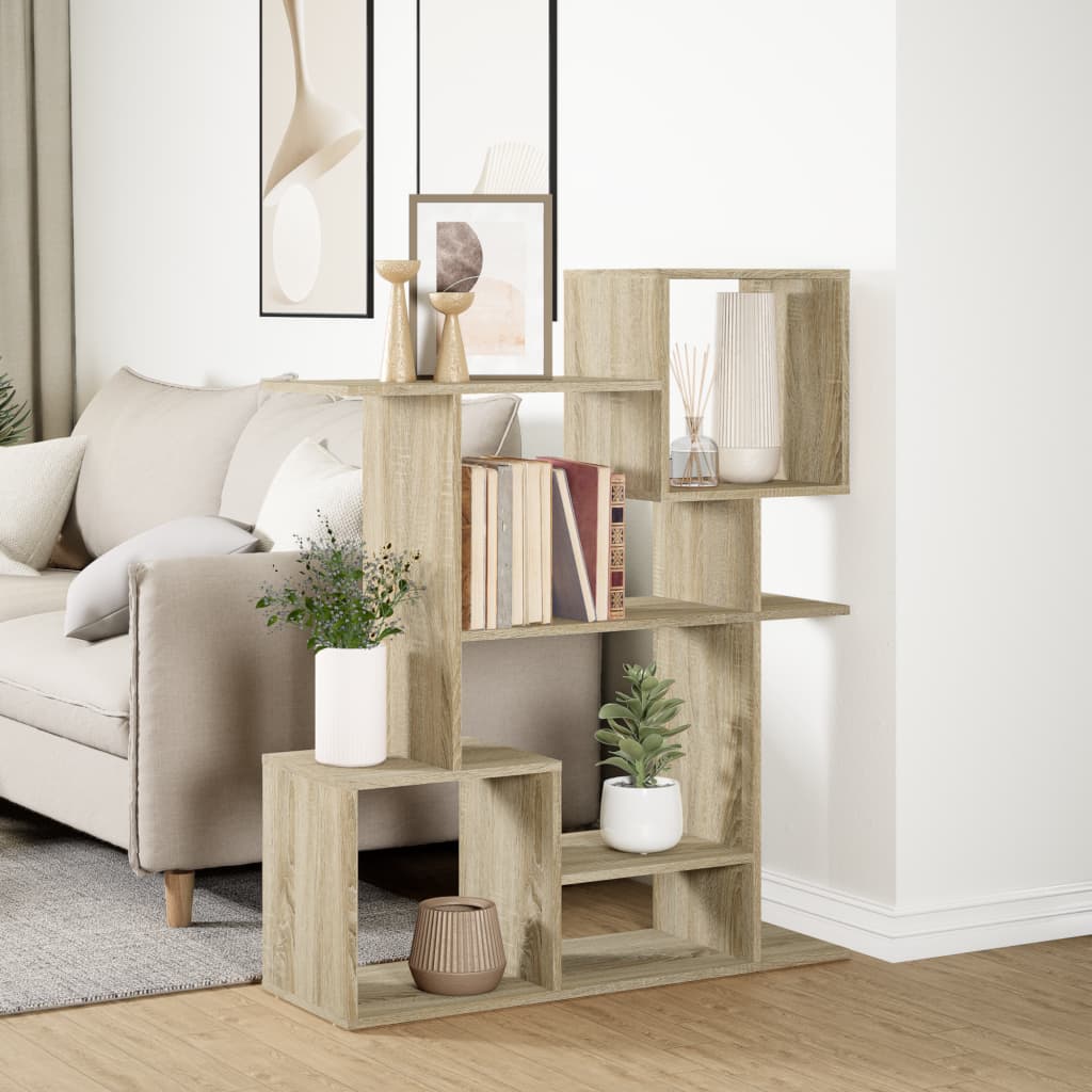 Room Divider Bookcase Sonoma Oak 92x29x112 cm Wood Material