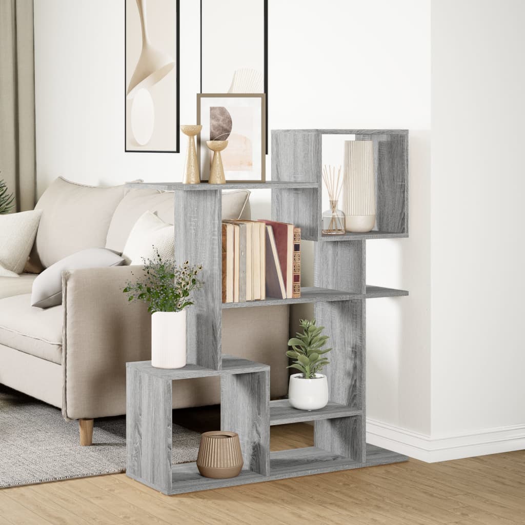 Room Divider Bookcase Gray Sonoma 92x29x112 cm Wood Material