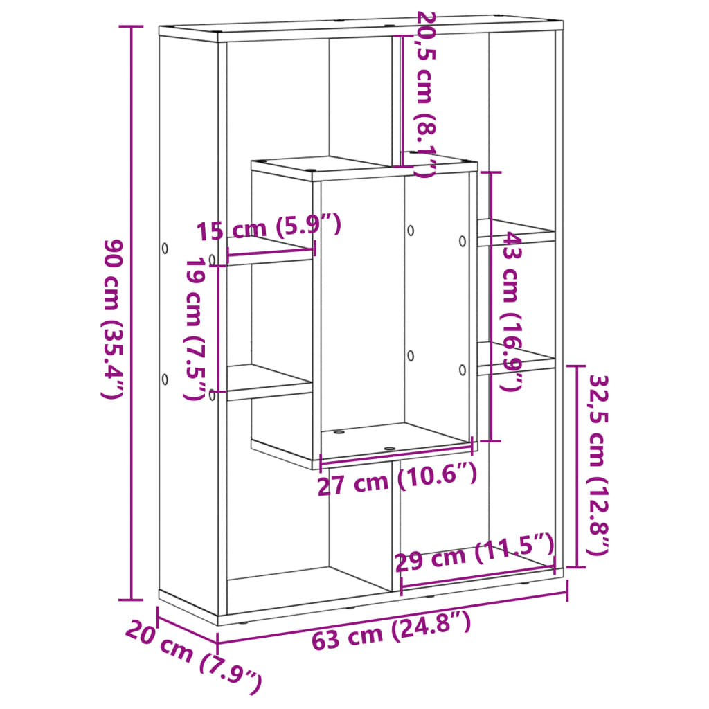 Bücherregal Sonoma-Eiche 63x20x90 cm Holzwerkstoff