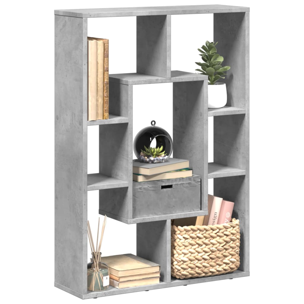 Bookshelf Concrete Grey 63x20x90 cm Wood Material