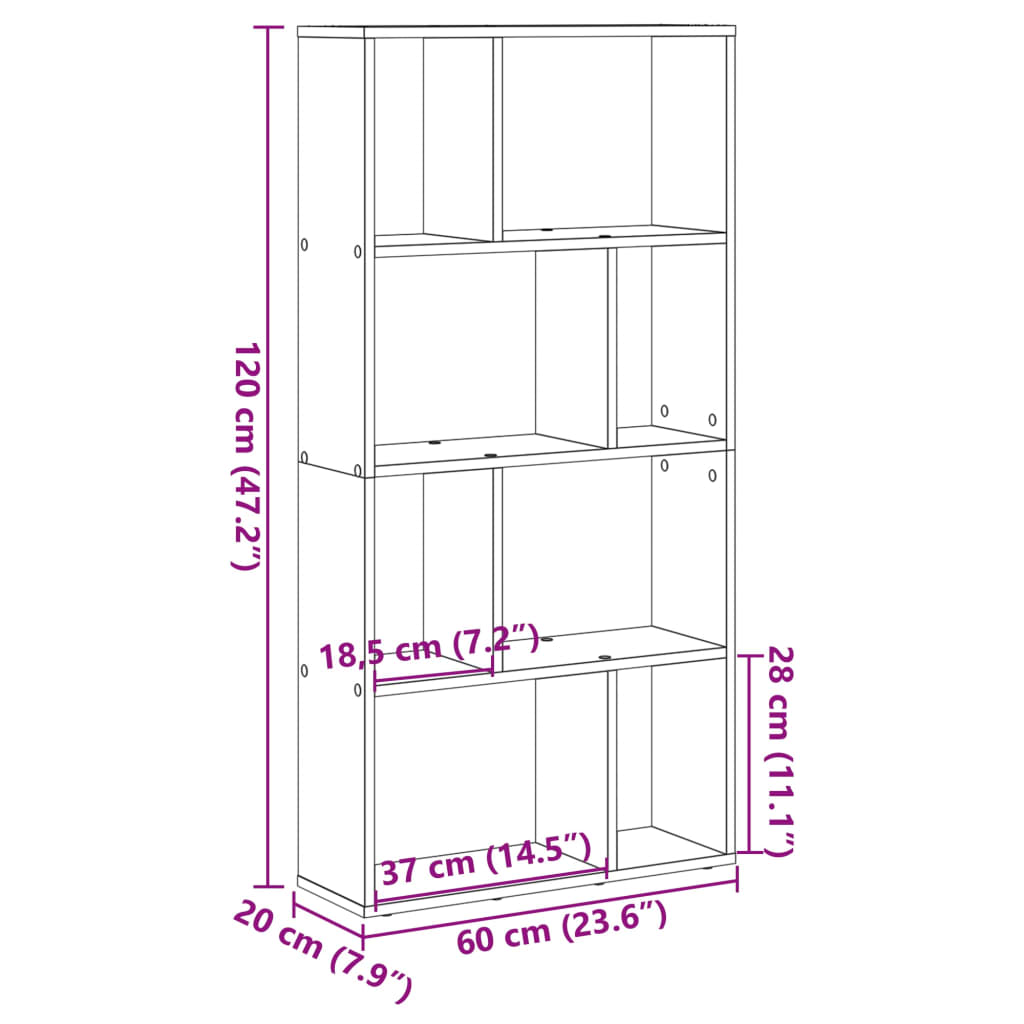 Bookshelf Black 60x20x120 cm Wood Material