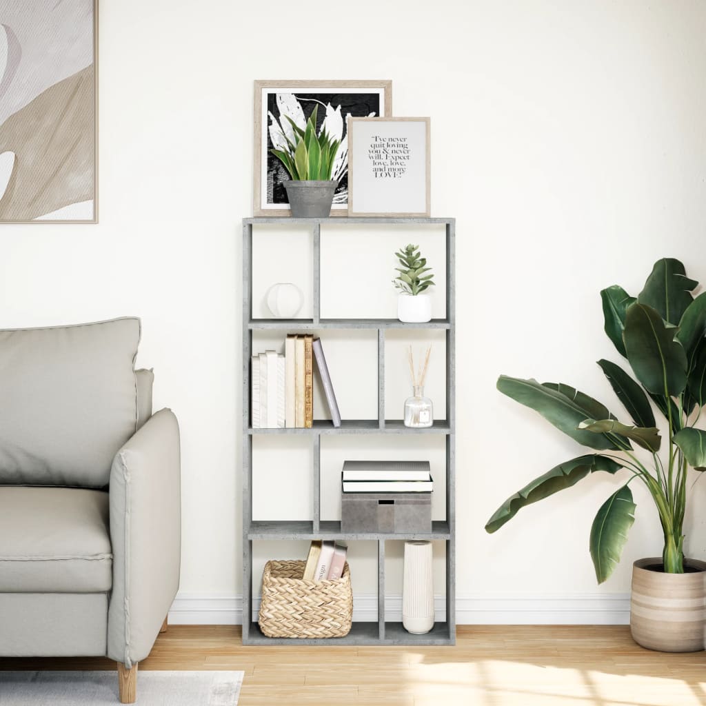 Bookshelf Concrete Grey 60x20x120 cm Wood Material