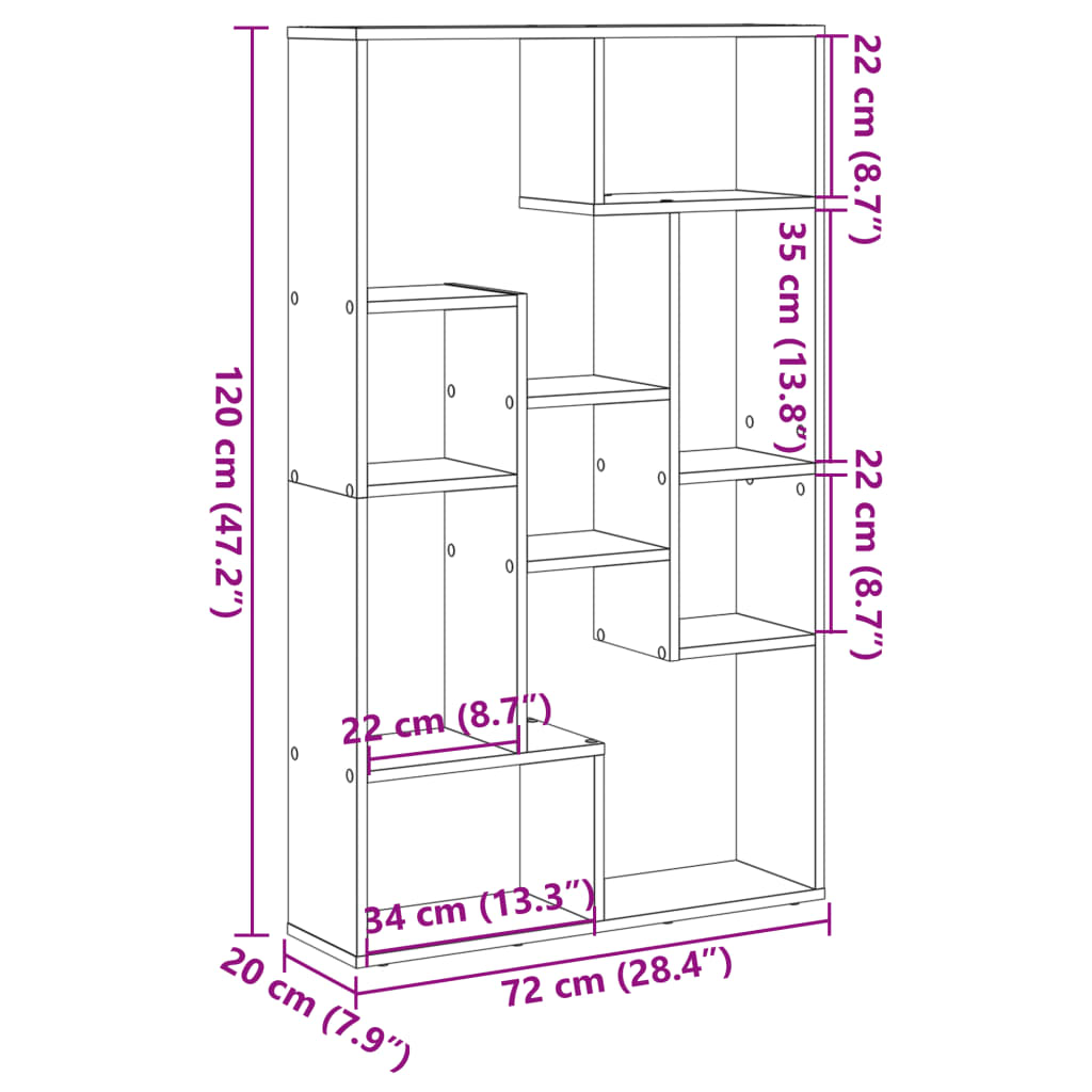 Bookshelf White 72x20x120 cm Wood Material