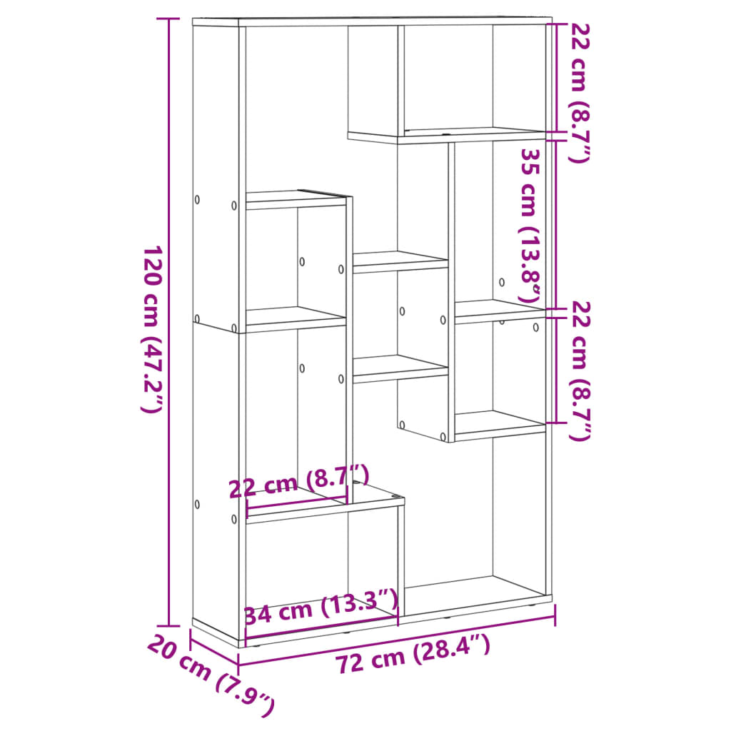 Bookshelf Black 72x20x120 cm Wood Material