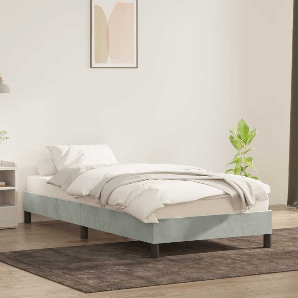 Bed frame without mattress light grey 80x210 cm velvet