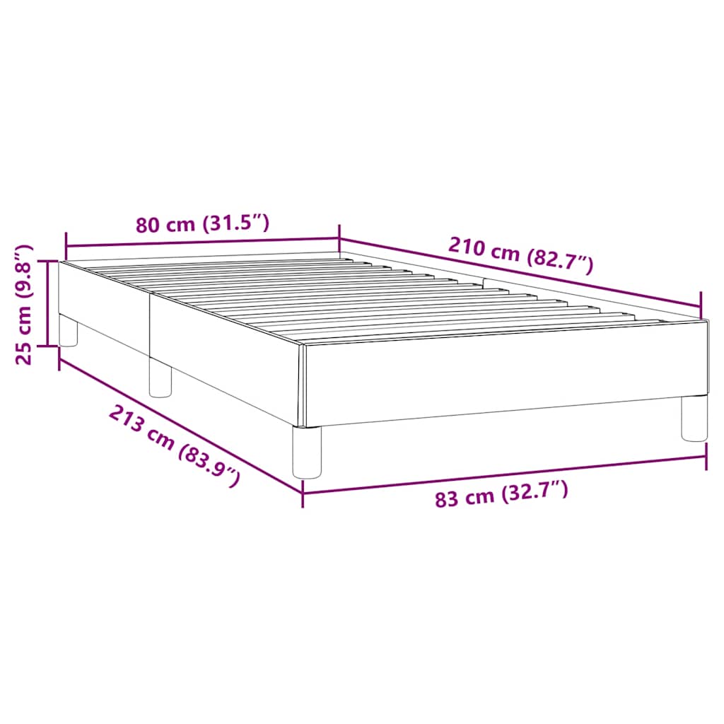 Bed frame without mattress light grey 80x210 cm velvet