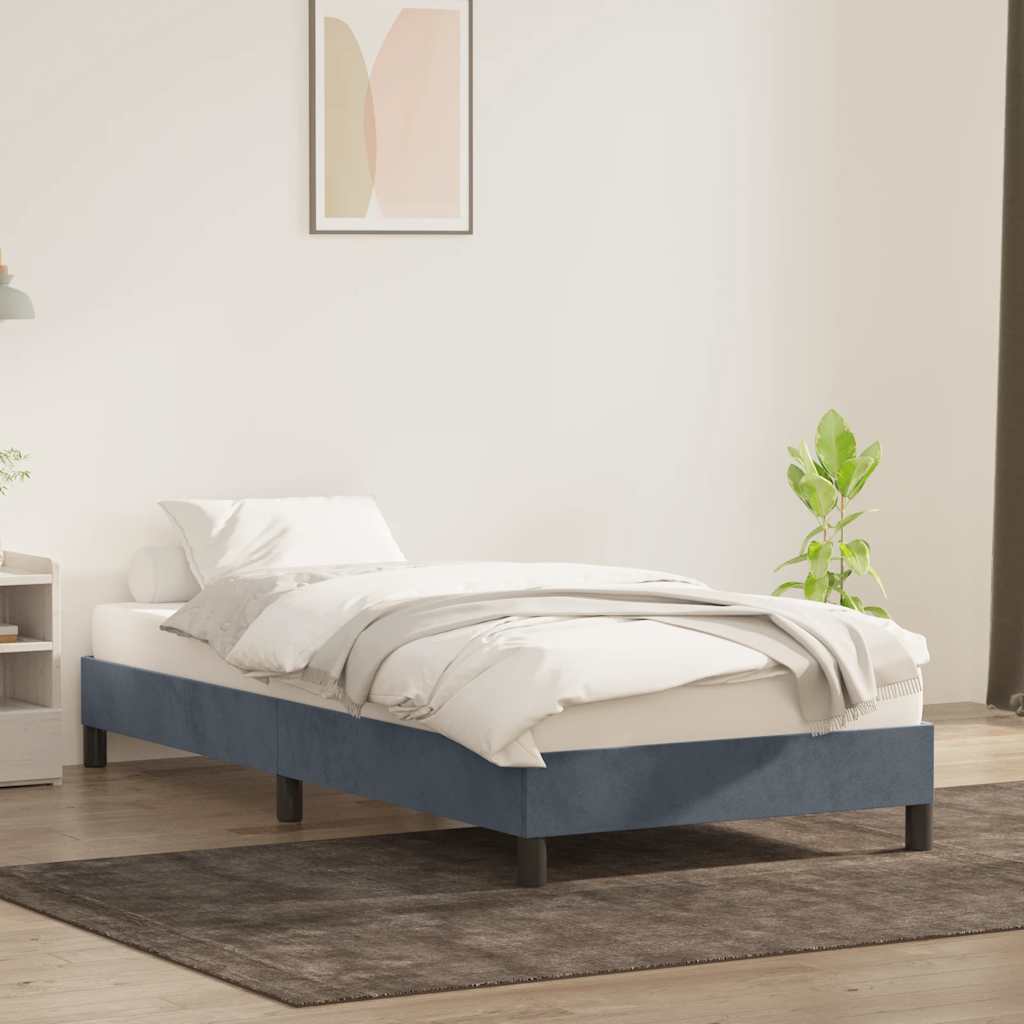 Bed frame without mattress dark grey 80x210 cm velvet