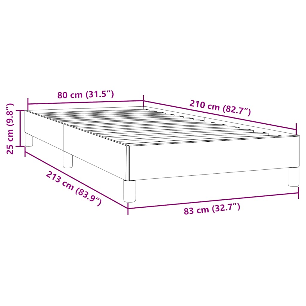 Bed frame without mattress dark grey 80x210 cm velvet