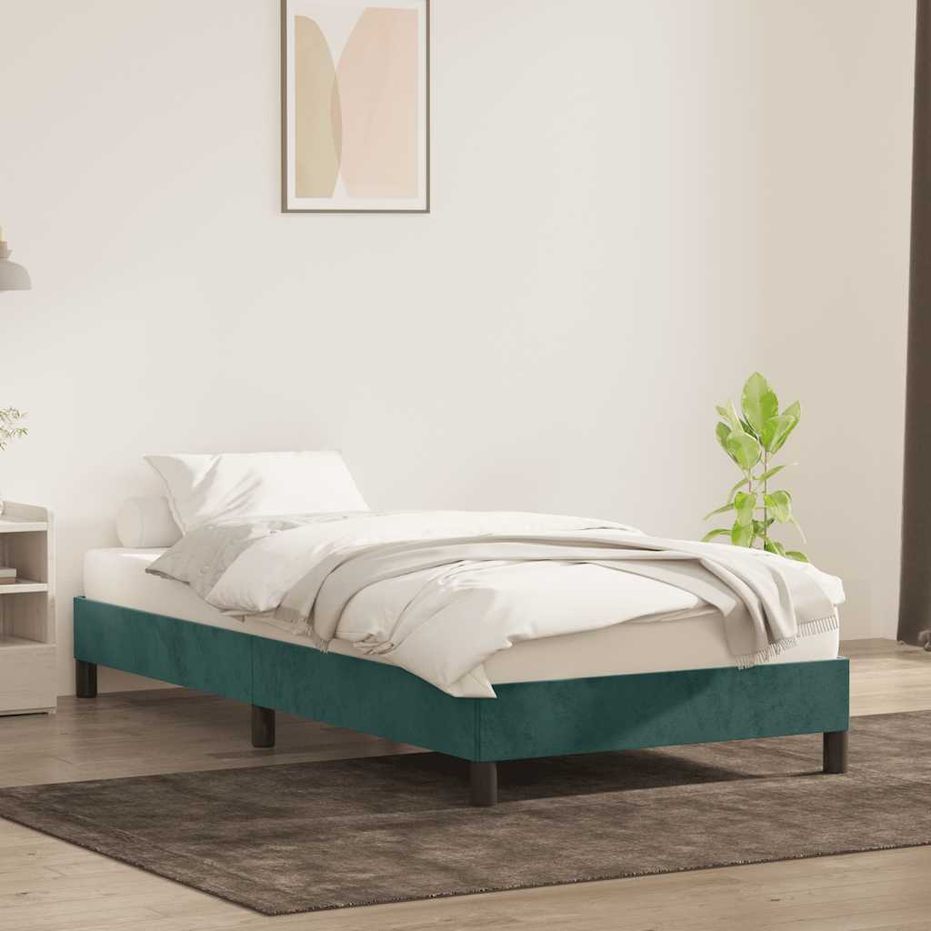 Bed frame without mattress dark green 80x210 cm velvet